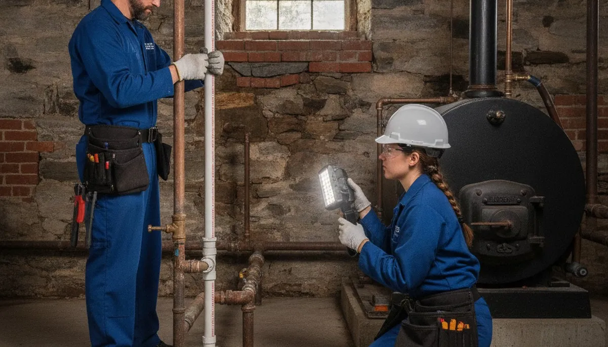 Providence RI plumber repairing a leaky pipe for a local plumbing service