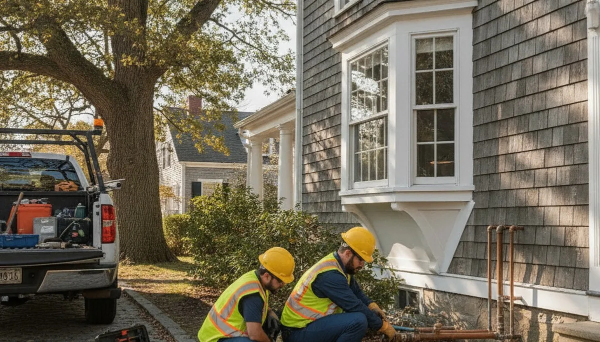 Providence, RI plumber repairing a leaking pipe for residential plumbing service