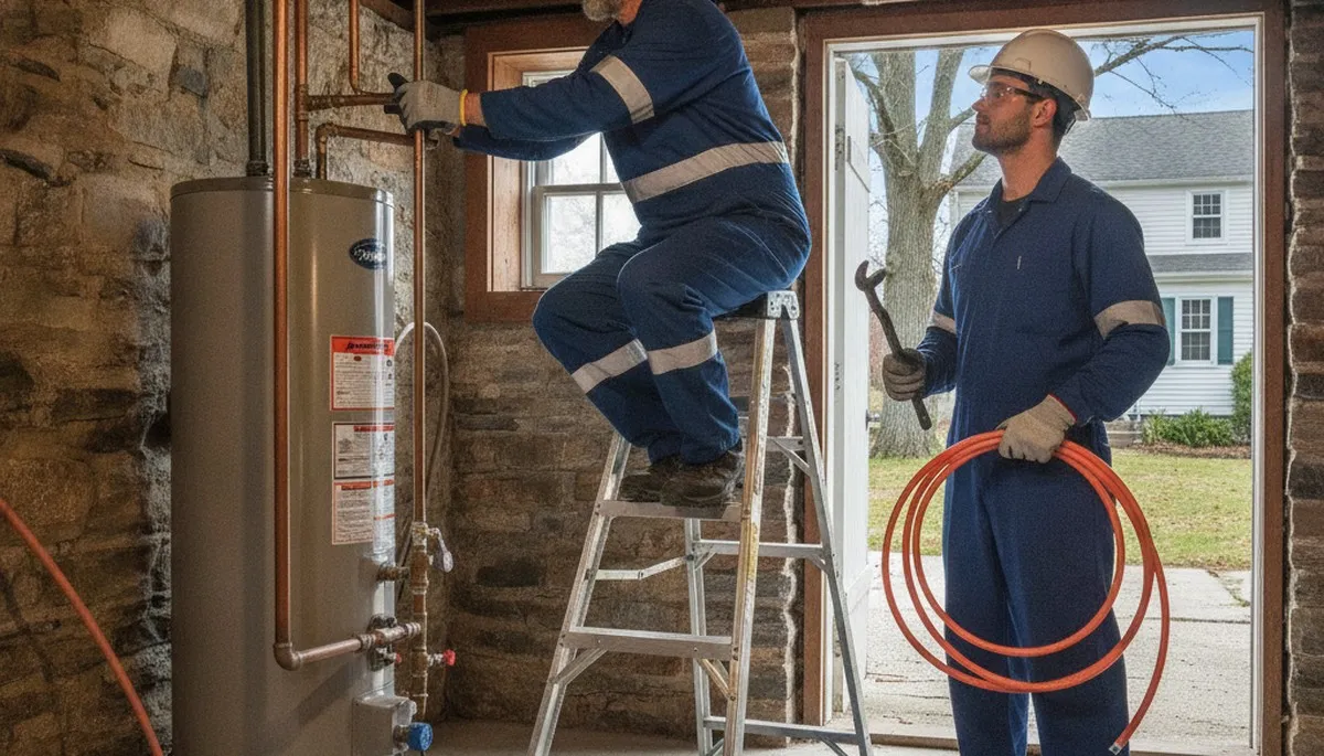 Providence, RI plumber repairing a residential pipe leak for plumbing service call